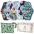 PHOGARY Reusable Menstrual Pads, Bamboo Cloth Pads for Heavy Flow with Wet Bag, Large Sanitary Pads Set with Wings for Women, Washable Overnight Cloth Panty Liners Period Pads(7 in 1, Style F)