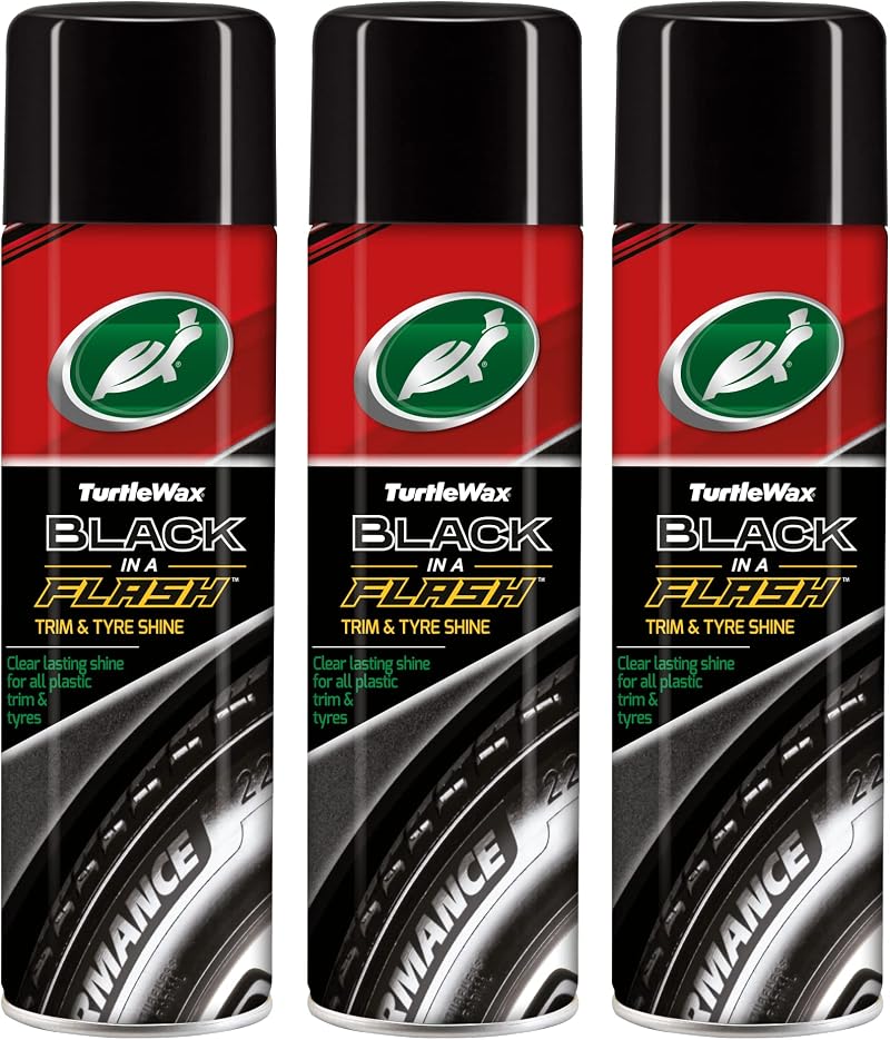 Turtle Wax Black In A Flash 500 x3 Tyre & Trim Cleaner Universal Restorer