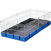 Amazon Basics - Comfortable Indoor-Outdoor Small Pet Guinea Pig Habitat Cage with Canvas Bottom, Blue, 46.65" L x 13.78" W x 23.62" H