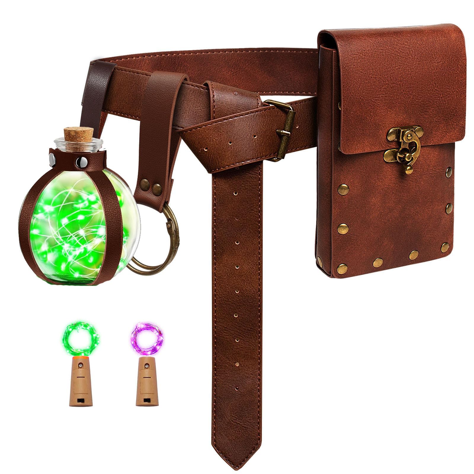 Renaissance Costume Waist Belt Set Faux Leather Purse Cosplay Medieval Accessori Renaissance Belt Pouch Coin Purse Skirt Hike Set Medieval  main image 3
