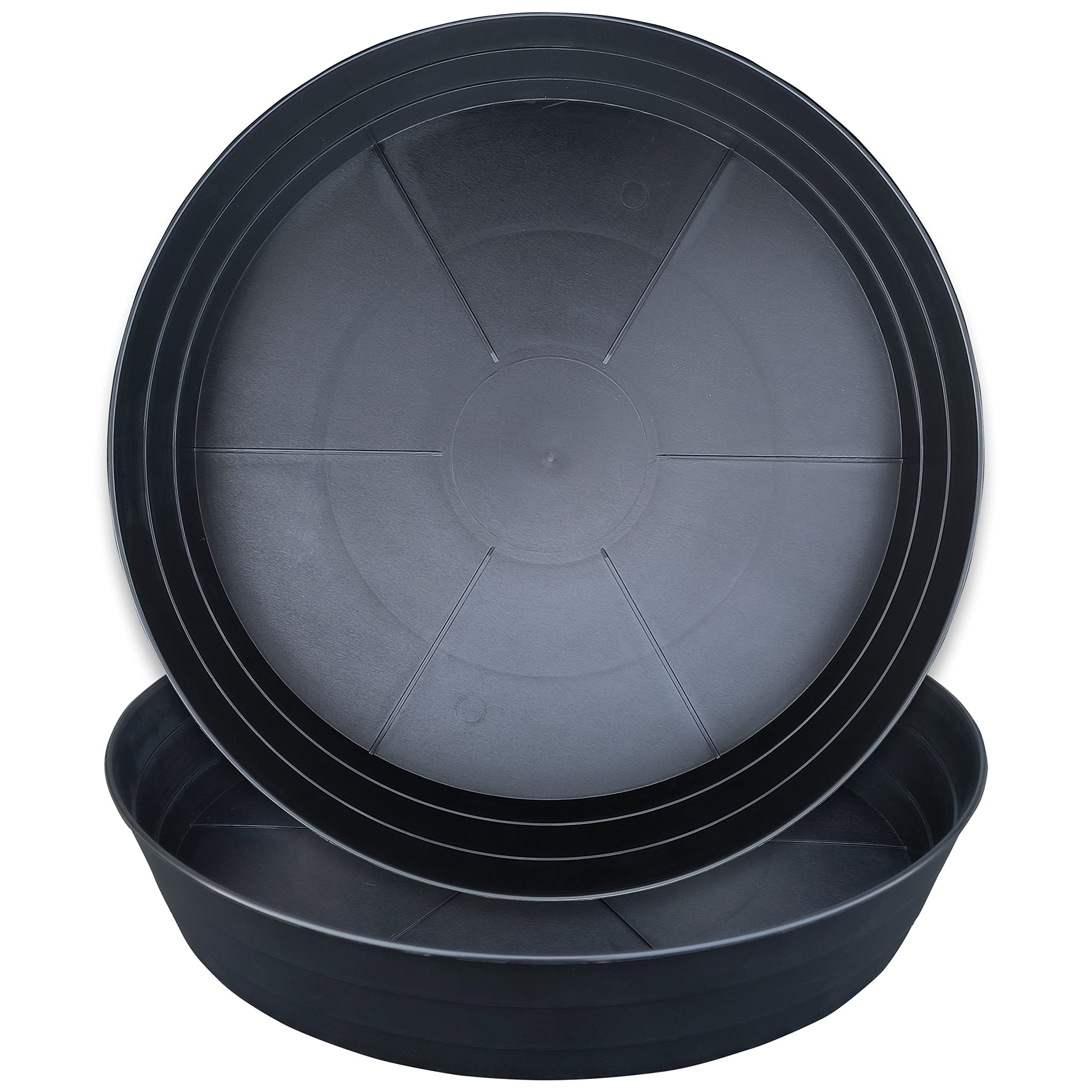 Photo 1 of 20 Inch Extra Large Plant Saucers, Extra-Deep 3.7 in Black Drip Trays for Flower Pot, Heavy Duty Drainage Tray Indoors No Holes, 2 Pack Plastic Planter Plate Water Catcher for Pots Base 16 17 18 in