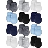 Newcotte 12 Pairs Adjustable Preemie Baby Mittens No Scratch Newborn Cotton Breathable Gloves Warm Mitts for Boys Kids