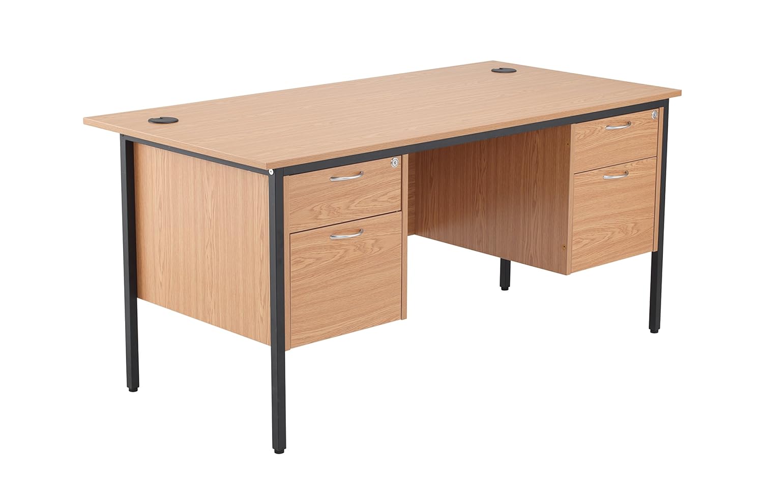 Office Hippo 18 Rectangular Desk with 4 Drawers, Wood, Oak, 153 x 75 cm