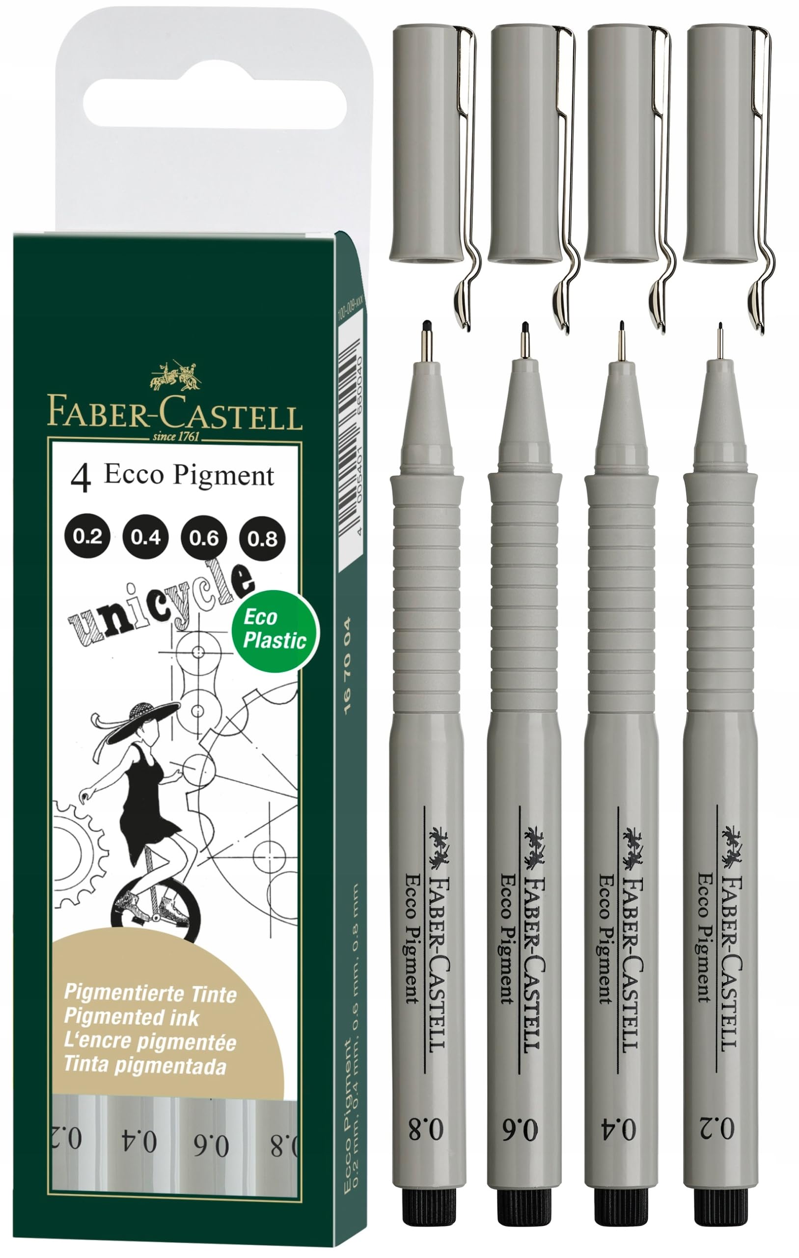 Faber-Castell "Ecco Pigment Wallet Fiber Tip Pen (Pack of 4)