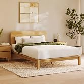 Nectar Bamboo Platform Bed Frame &amp; Headboard - Natural - Queen - Floating Center Support Legs - 12&rdquo; Height - Easy Tool Free Set Up - Contemporary - Sturdy Wooden Support Slats - Holds Up To 800 Pounds