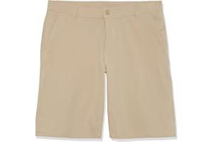 IZOD Boys' School Uniform Flat Front Khaki Shorts, Moisture Wicking Performance Fabric, Wrinkle & Fade Resistant