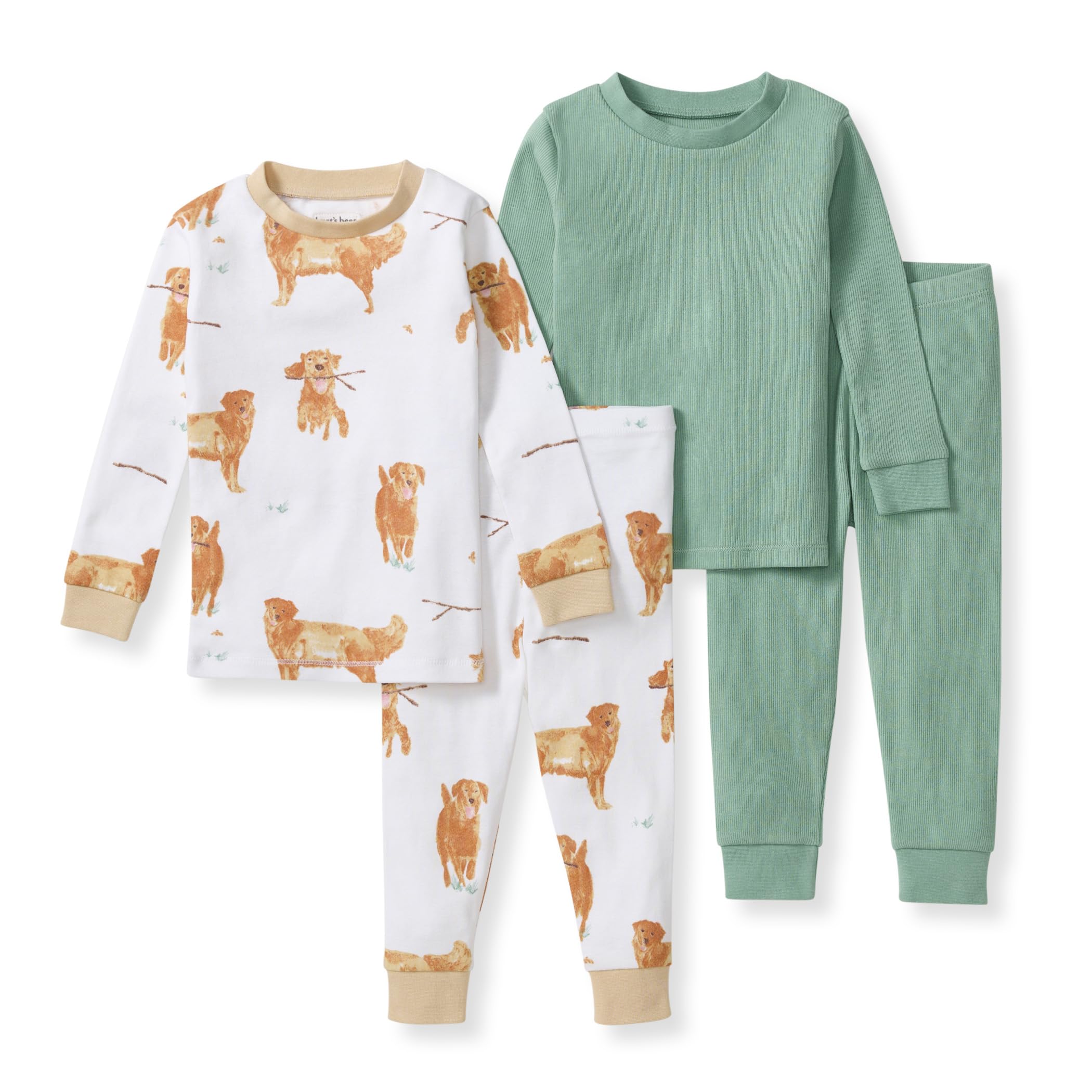 Burt's Bees Baby Baby Boys Pajamas, 2-Piece Long Sleeve Tee and Long Pant Cotton PJ Set, Sizes for 12 Months to 12 Years Image