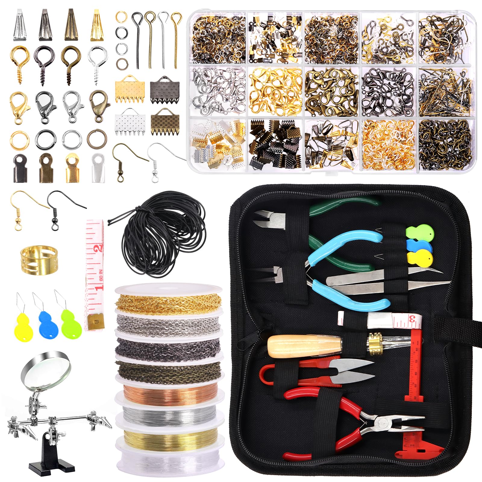 Rustark 1481Pcs Jewelry Making Kit with Pliers, Wires, Findings, Tools & Storage Bag for Jewelry Making & Repair