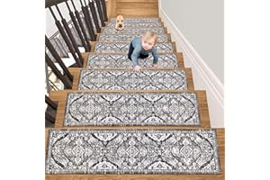 HEBE RUGS HEBE Rubber Carpet Stair Treads for Wooden Steps Non Slip 10 Pack Indoor Staircase Step Treads Reusable Stair Runner Mats for Dogs and Kids Stairway Grip Step Treads Carpet