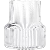 MELIUDEY Glass Vase - Fluted, Ribbed, Decorative for Centerpieces, Modern for Living Room, Table, Entryway, Desk, Shelf, Wedd