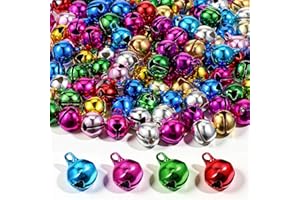 PSIRIOL 150Pcs 8mm Mini Bells, Small Bell Jingle Bells for Crafting DIY Christmas Home Wreath Knitting Jewelry Making Pet Decorations Necklace Bracelet Party Decorations, Mixed Colors