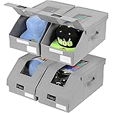 VAESIDA Hat Organizer for Baseball Caps, 4 Pack Hat Storage Box, Holds up to 56 Caps, Baseball Cap Organizer for Closet/Shelf, Hats Box Holder | Stackable, Foldable, Easy-Access, Clear Lid, Grey
