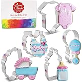 Ann Clark Baby Shower Cookie Cutters Set of 5, Made in USA | Includes: Baby Bottle, Rattle, Onesie and More, Perfect Size, America's Largest Cookie Cutter Maker, Food-Safe American Steel