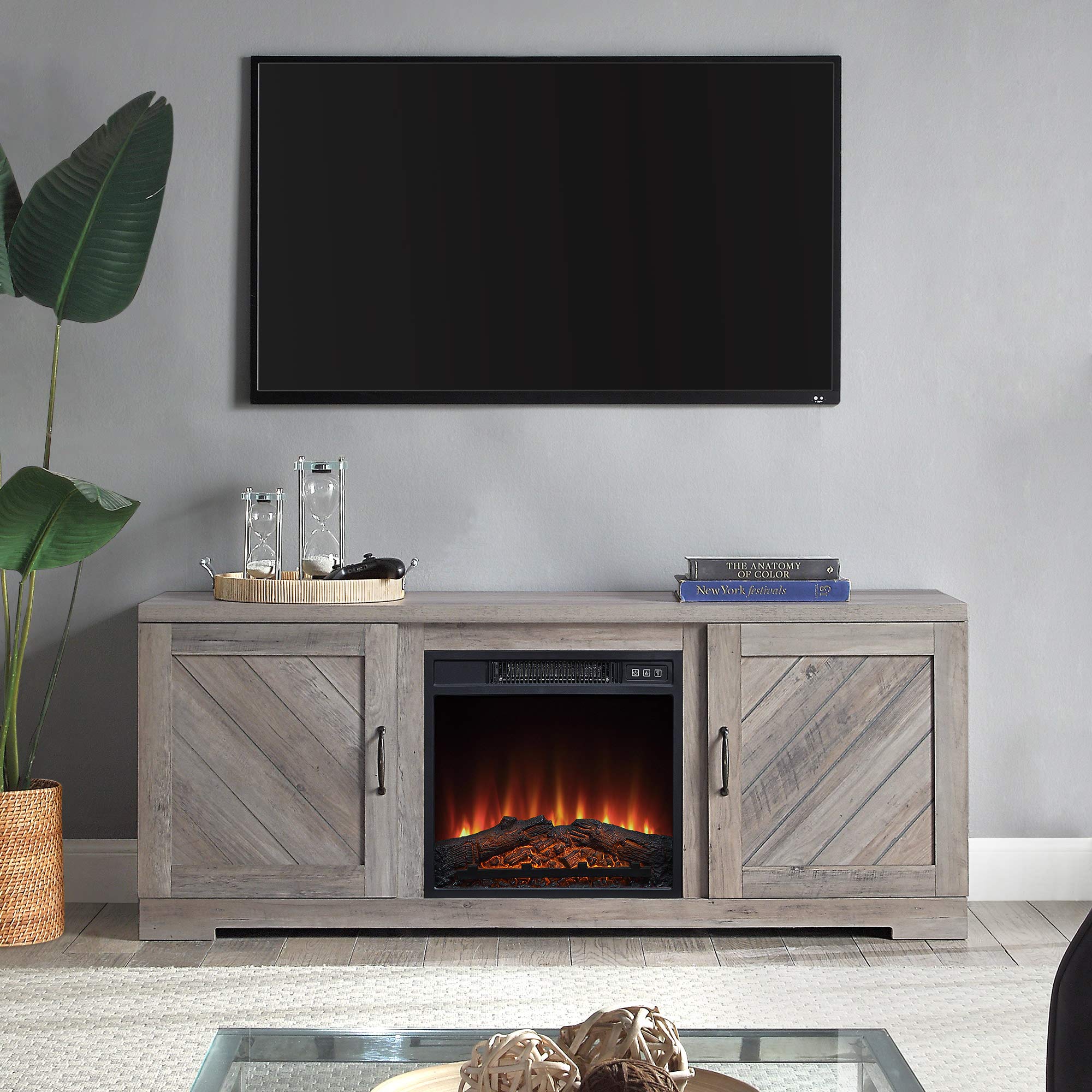 Buy BELLEZE Modern 58 Inch Farmhouse TV Stand with 18 Inch Electric