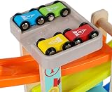 TOWO Zig Zag Ramp Toy – Slide Track with 4 Cars & Rooftop Parking Playset view 2