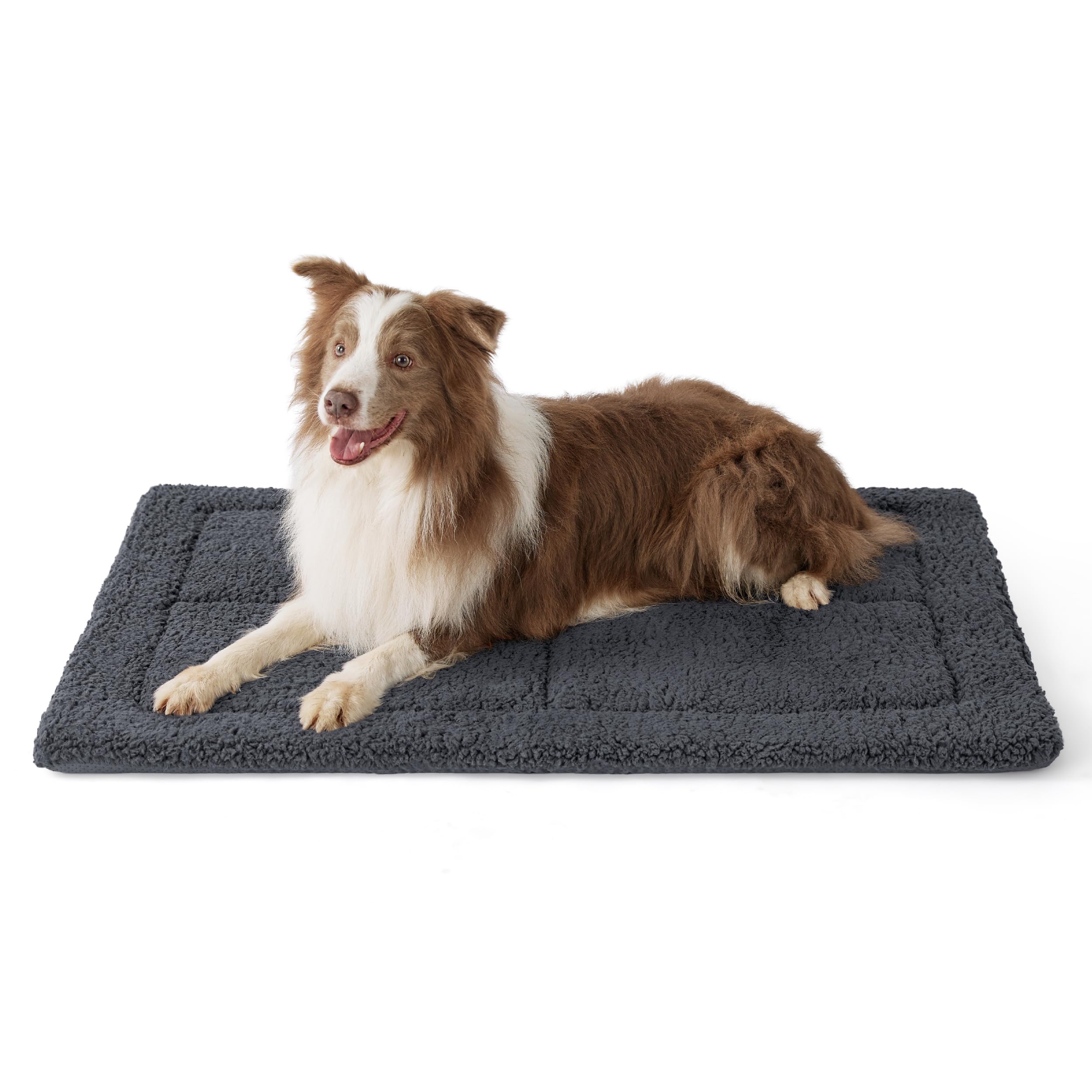 Bedsure Extra Large Dog Bed Mat - Washable Fleece Foam Dog Bed Reversible Pet Mat, Extra Large Dog Crate Mattress for Large Pets, 104x69cm, Dark Grey