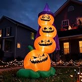 Joiedomi 6 FT Halloween Inflatables Outdoor Pumpkins | Blow Up Yard Decorations with Witch Hat with Build-in LEDs, Stacked Pumpkins Blow Ups Halloween Decor