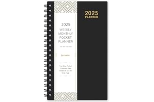 LEMOME 2025 Pocket Calendar/Planner - Weekly & Monthly Pocket Planner for Purse, Jan. 2025 - Dec. 2025, 6.8" x 4.1", Strong Twin - Wire Binding, Plastic Cover