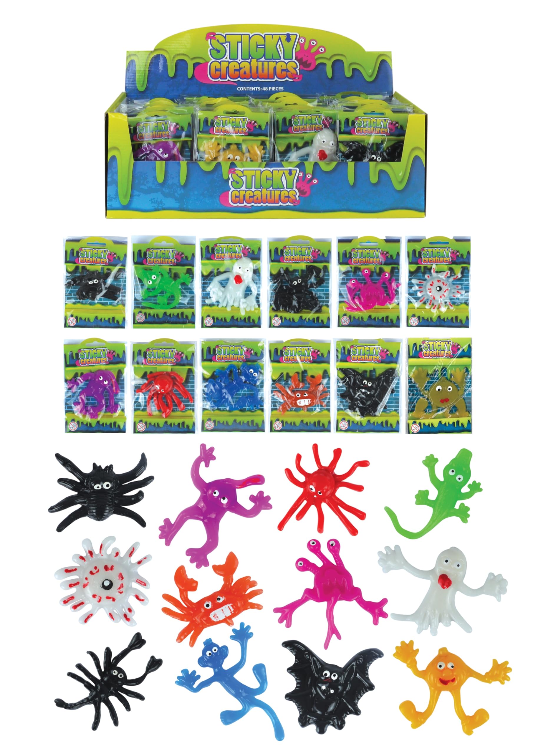 HENBRANDT 1 x Sticky Creatures Novelty Splat Monster Toy Sticky Fidget Toys for Kids Trick or Treat Stocking Filler Halloween Party Bag Fillers Loot Bag Lucky Dip Favours for Boys and Girls