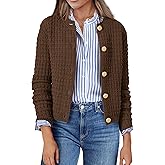 Zeagoo Women's 2026 Cardigan Sweaters Button Down Crew Neck Open Front Long Sleeve Knit Cropped Jackets
