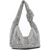 Miuco Women Knotted Handbag Sparkly Rhinestone Hobo Dumpling Bag Diamond Glitter Evening Clutch Purse