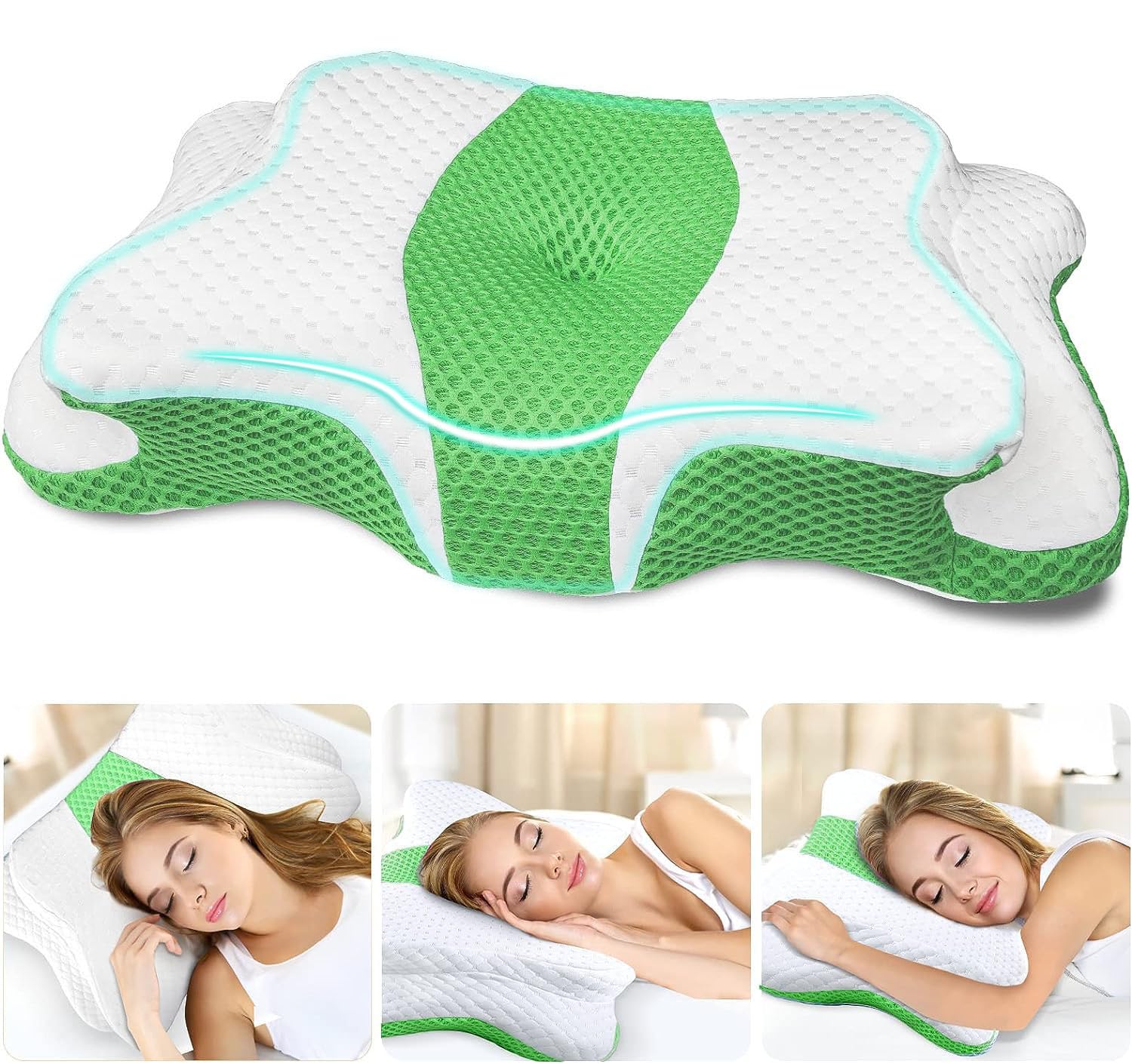 Memory Foam Pillows, Cervical Pillow for Neck and Shoulder Pain Relief, Ergonomic Contour Bed Pillow, Soft for Side Sleep Stomach Sleeping and Back Sleeper