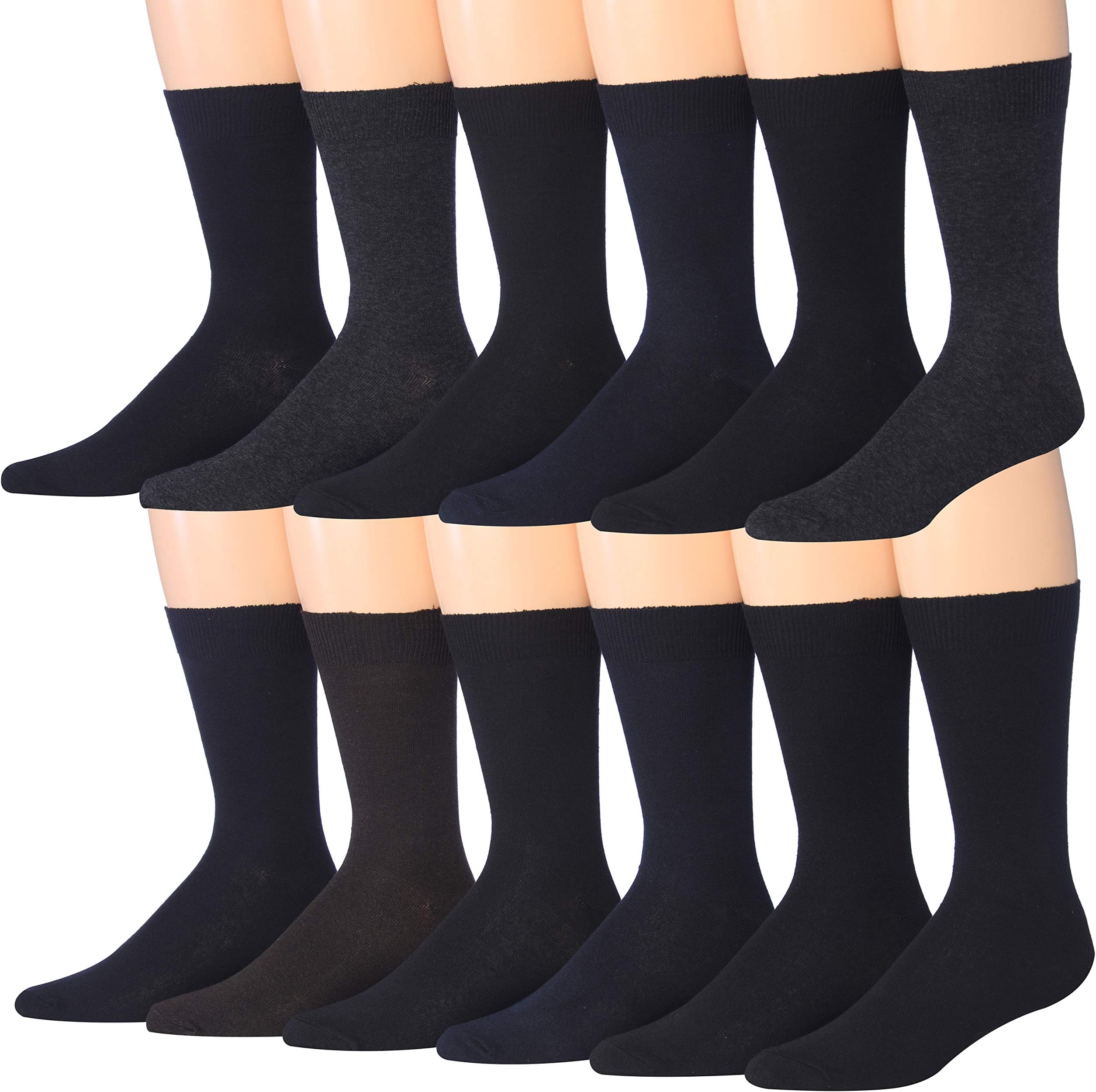 James Fiallo Men's 12-Pairs Solid Colored Bold Lightweight Dress Socks