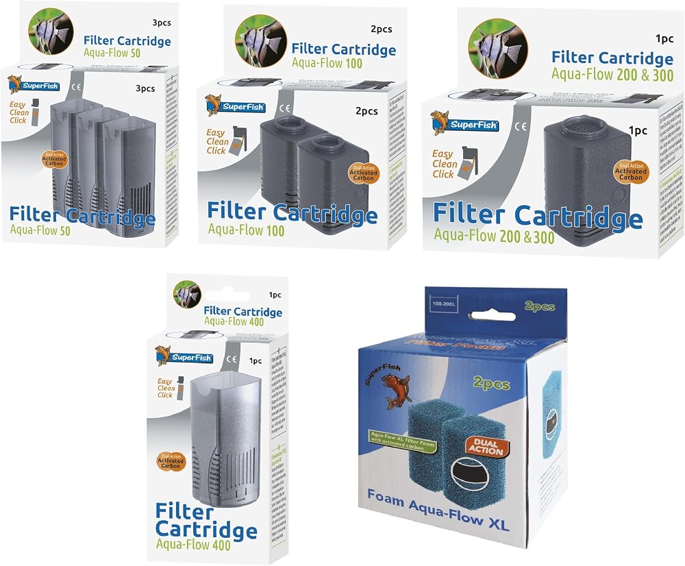 Superfish Aqua Flow 100 Filter Cartridge 2Pcs Internal Filter Black