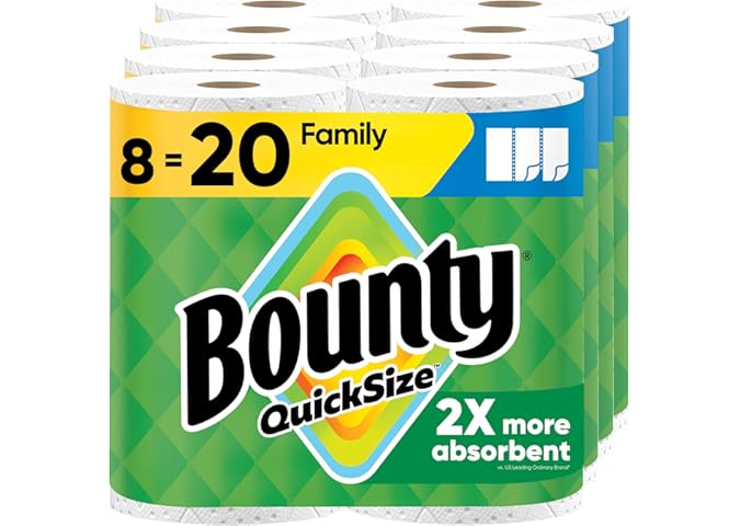 Bounty Quick Size Paper Towels, White, 8 Family Rolls
