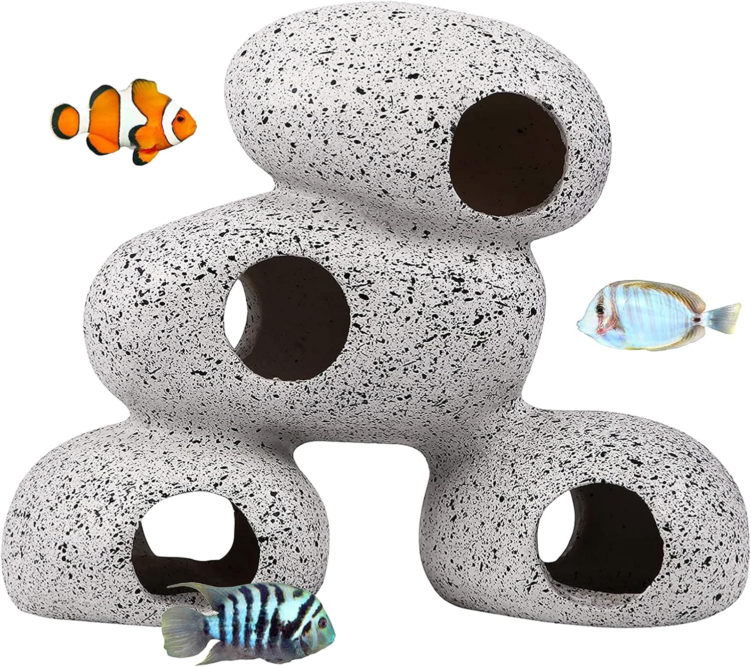 Hamiledyi Resin Cichlids Rock Decor Stackable Aquarium Decoration Caves Small Fish Tank Stone Hideaway Ornaments Betta Hideout Fish Tank Accessories for Aquatic Short Bream Crayfish Breed Play Rest