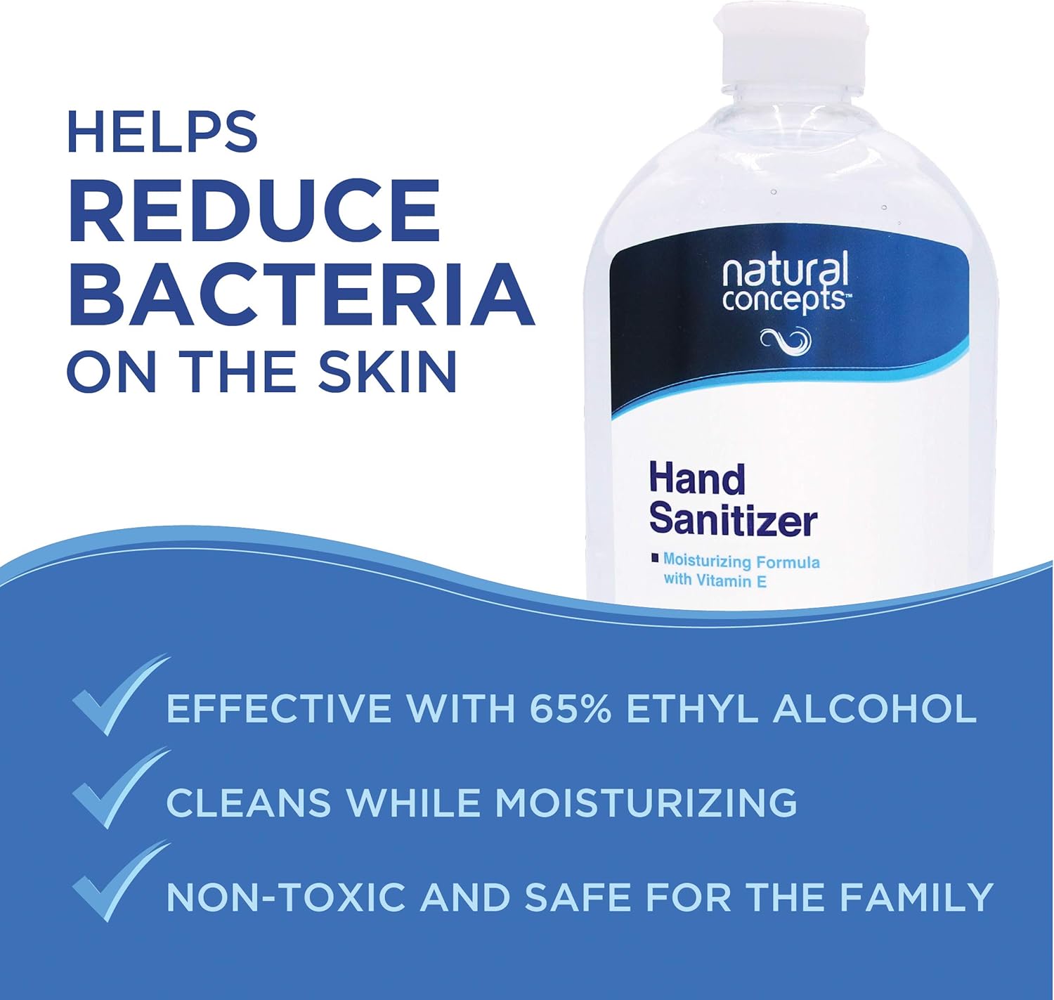 Natural Concepts Hand Sanitizer Gel, Value Pack of 4, 32 oz Bottles, 65% Ethyl Alcohol with Vitamin E, Protects Against Germs On-The-Go: Health & Personal Care