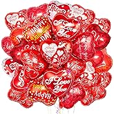36 Pieces Heart Balloons, Happy Red Valentines Day Balloons, I Love You Foil Mylar Balloon for Special Night Party Decorations