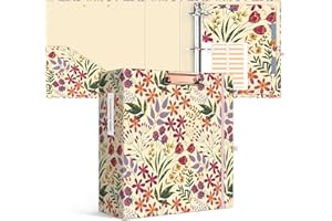 Ospelelf 3 Ring Binder for Letter Size Paper with 5 Tab Dividers, 3 Inch Ring, 4.4 Inch Spine, Floral Binder with Clip for School and Office Supplies