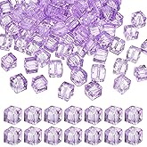 PATIKIL 8mm Crystal Glass Cube Beads, 100 Pcs Square Glass Beads Loose Glass Beads for Multi Cord Bracelet Jewelry Making Necklace Earrings Decorations, Purple