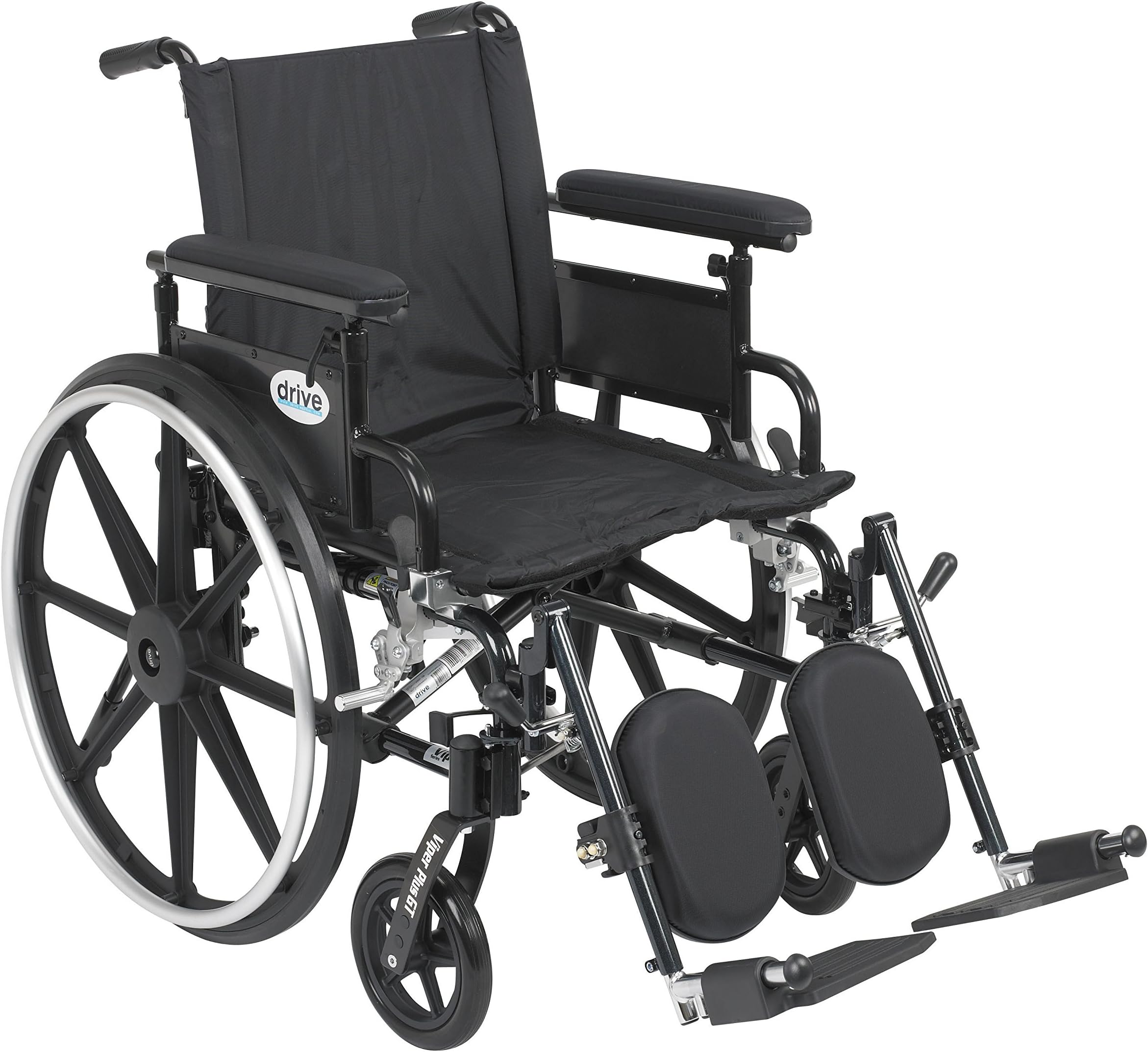 Drive Medical Viper Plus GT Wheelchair with Flip Back Removable Adjustable Full Arms, Elevating Leg Rests, 20" Seat , Model - PLA420FBFAARAD-ELR