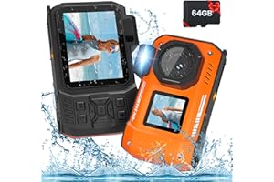 SW FUTURE 4K Underwater Camera 33FT Waterproof Digital Camera, 65MP Autofocus, Dual Screen, Orange