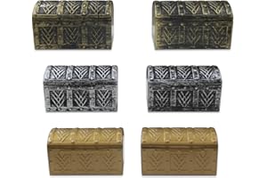HOPELJ 6Pcs Mini Pirate Treasure Chests for Kids - Vintage Plastics Treasure Box Small Size for Kids Birthday Party Favors Treasure Hunting Activity Toys Storing