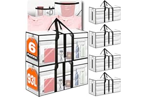 MJDYTYT 6-Pack Heavy Duty Moving Bags, 18% Thicker 80LBS Large Storage Bags with Reinforced Magic Tape & Side Handles, Extra Large Packing Bags for Moving, Ikea Storage, Clothes & Camping Gear