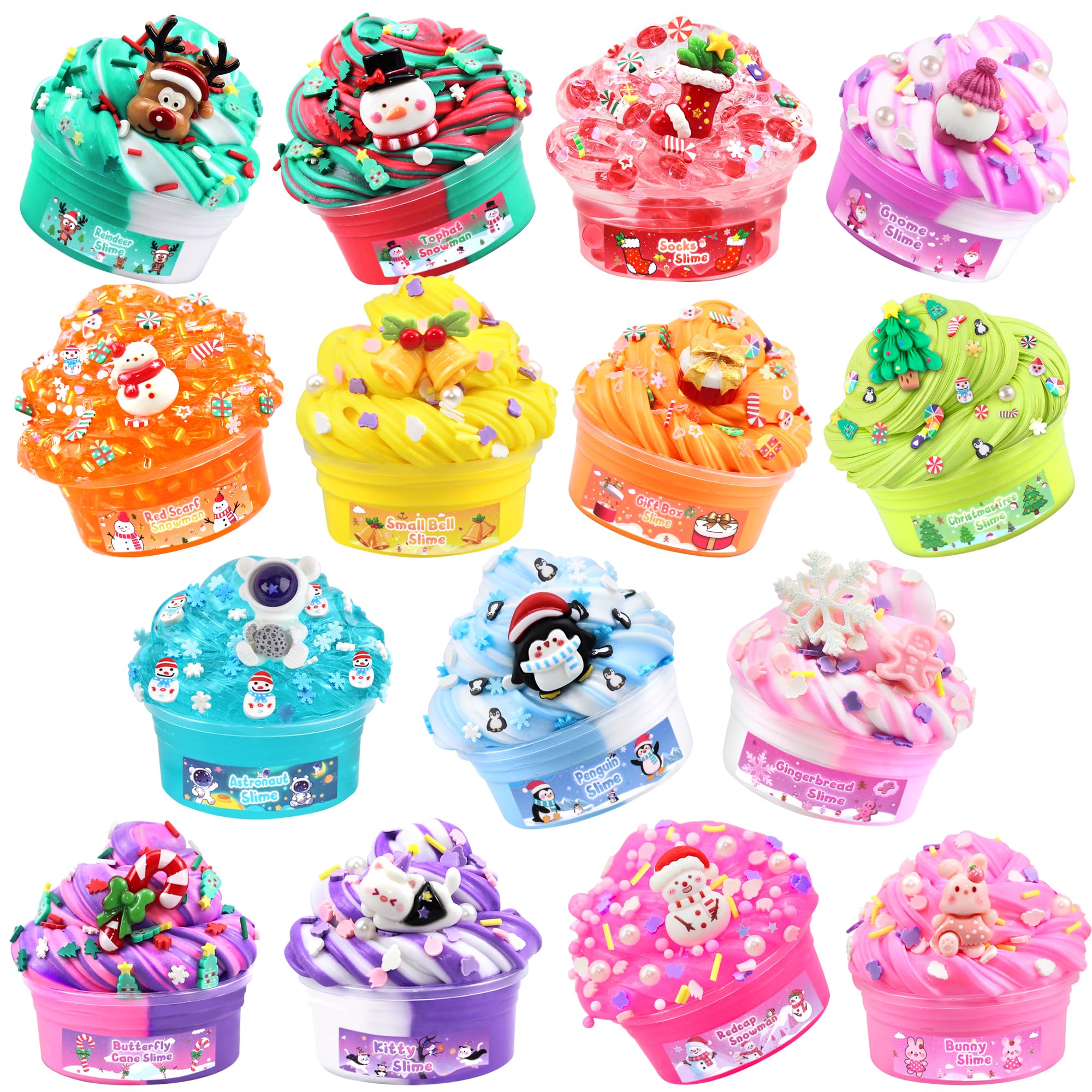 LAWOHO 15 Pack Fantasy Slime Kit for Kids, Super Soft and Non-Sticky Stress Relief Crunchy Slime Toys, DIY Butter Clear Slime Party Favor for Easter Christmas Birthday Goodie Bags Stuffers
