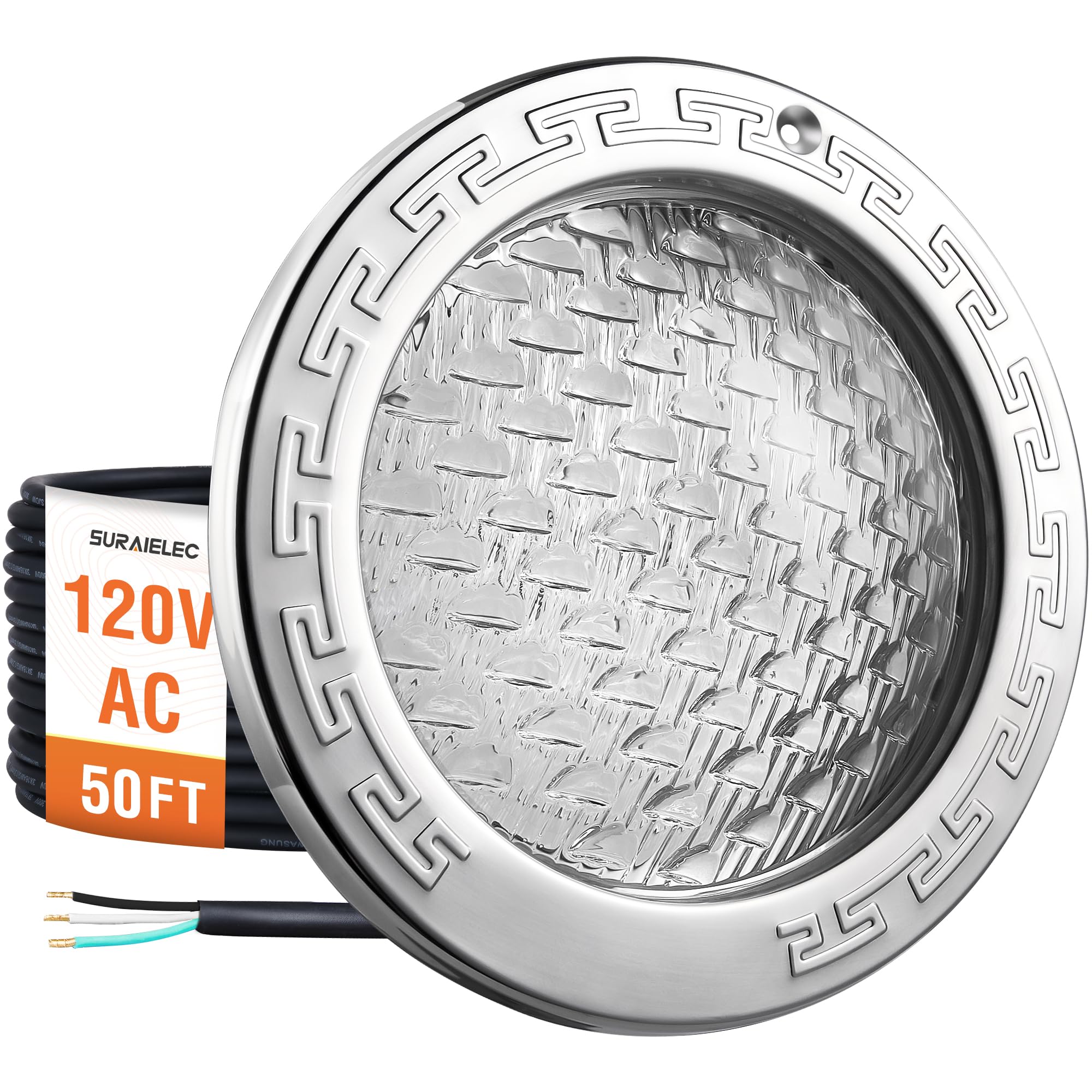 Photo 1 of SURAIELEC 10 Inch 120V LED Pool Lights for Inground Pool, 5000 Lumen Cool White Inground Pool Light, 50W LED (500W Equivalent), Fits 10" Wet Niches, 50FT Cord, Ultra Bright Upgrade