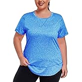 ForHailey Women's Plus Size Workout Tops Short Sleeve Loose fit Shirts Athletic Gym Yoga Clothing