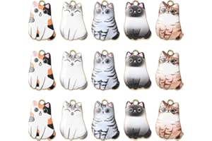KitBeads 30pcs 5 Styles Kawaii Cat Charms Mxed Colors Animal Pet Charms Flower Printed Cartoon Kitten Charms for Jewelry Making Bracelets Bulk