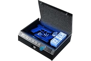ADIMO Gun Safe, Biometric Gun Safe for Handgun, Pistol Safe, 3 Ways Quick-Access with Fingerprint, Lock or keypad, Handgun Safe for Cloakroom living room Bedroom Nightstand Drawer Bedside and Car
