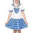 Sunny Fashion Girls Dress Sailor School Uniform Navy Suit Size 6-14