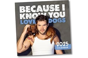 HUMOR US GOODS Hot Guys & Dogs Calendar 2025 - Funny Calendar 2025-12"x12" Monthly Wall Calendar Planner - Funny White Elephant Gifts for Adults, Secret Santa Gag Gifts - Christmas Gifts for Her, Mom, Sister