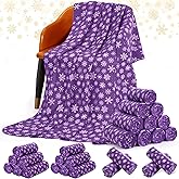 Moukeren 24 Pcs Christmas Snowflake Throw Blanket Bulk, 59 x 47 Inch Xmas Winter Throw Blanket Christmas Warm Soft Cozy Fleece for Home Bedding Couch Chair Gift (Purple)