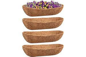 Riare 4 Pack 36 Inch Trough Coir Liners for Planters, Pre-Formed Coconut Coir Replacement Natural Coco Fiber Window Box Liners for Wall Planter, Window Basket Deck Railing Planter