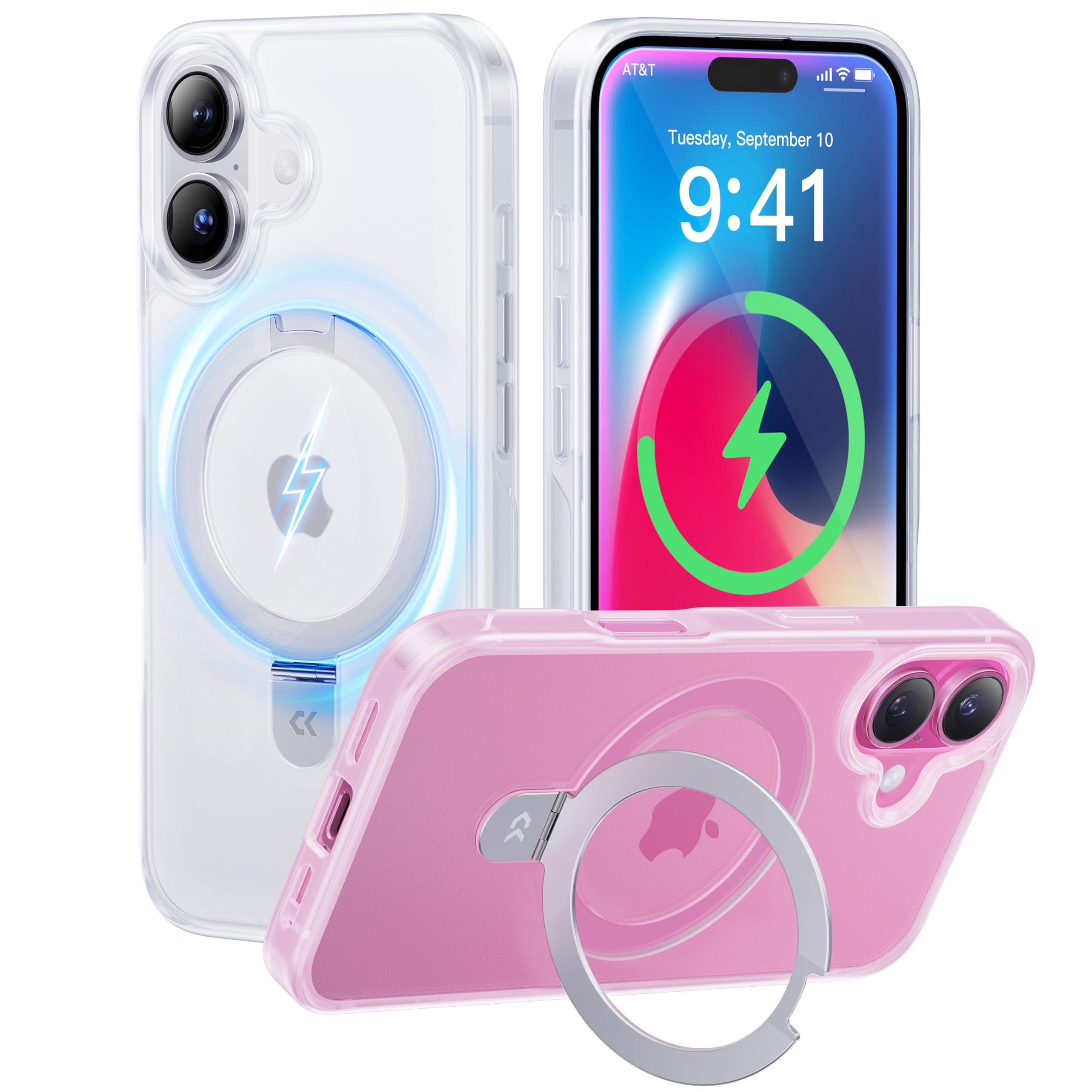 CASEKOO Designed for iPhone 16 Plus Case with Magnetic Invisible Stand [Military Drop Protection] [Compatible with MagSafe] Shockproof Slim Translucent Matte Case 6.7 Inch, Translucent White