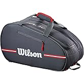 WILSON Team Padel Bag - Holds up to 4 Padel Rackets, Black/Red