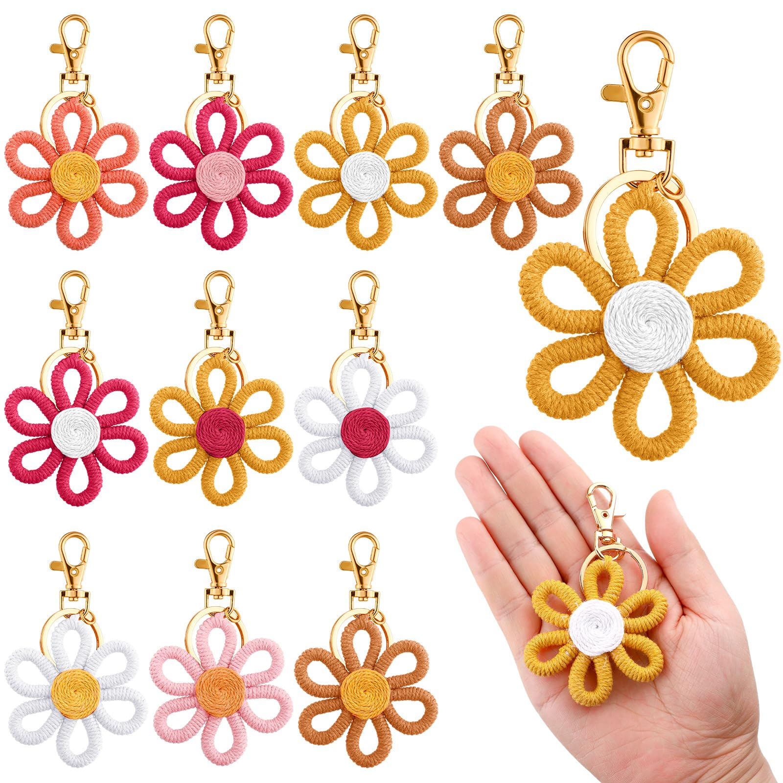 Photo 1 of **INCOMPLETE** Quelay Daisy Groovy Party Favors Boho Woven Macrame Groovy Flowers Keychains Daisy Keychain for Boho Themed Birthday Carnival Party Return Gift